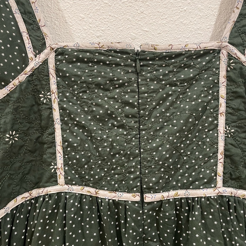 Madewell Mix Square-neck Green Quilted Floral Spring Prairie Mini Dress Size 2 - Picture 12 of 12